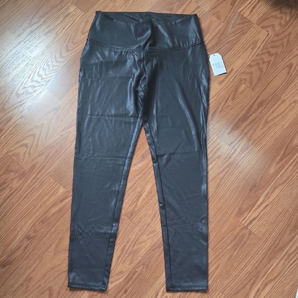 Time and Tru Black Faux Leather Leggings